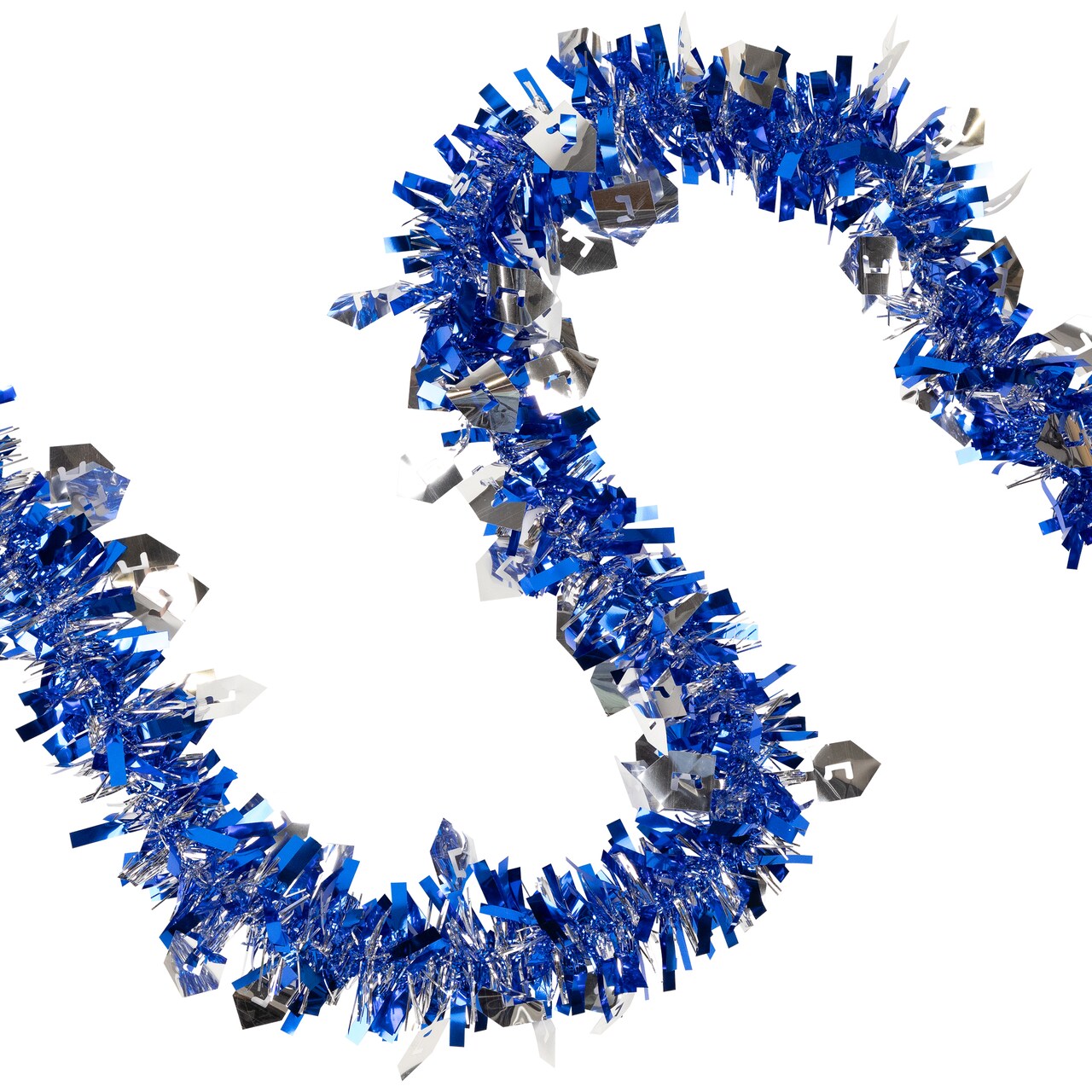 Northlight Dreidel Hanukkah Tinsel Garland - 50' x 3.5" - Blue & Silver - Unlit